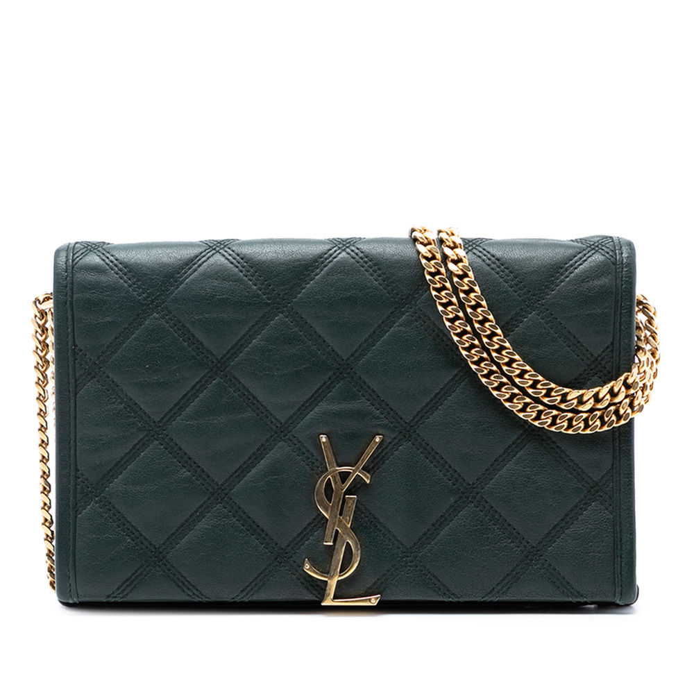 Pre-Loved Saint Laurent Quilted Lambskin Diamond Becky Chain Wallet - Picture 1 of 7
